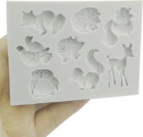 Forest Animals Fondant Molds, Fawn Squirrel Hedgehog Silicone Molds Chocolate Baking Mold Tool for Cake Decorating Polymer Clay, Wax, DIY Sugar Crafts in Kuwait