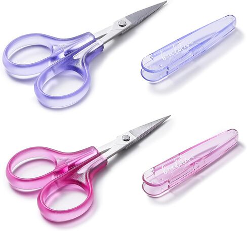 Beaditive High Precision Detail Scissors Set (2-Pc) Sharp, Fine Tips | Paper Cutting, Scrapbooking, Sewing, Crafting | Stainless Steel | Protective Cover (Pastel) in Kuwait