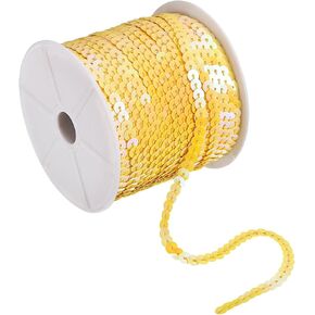 uxcell 100 Yards 6mm Flat Sequin Strip Spangle Paillette String Ribbon Roll Sequin Trim for Sewing Crafts Costume Embellishments, Clear Yellow in Saudi Arabia
