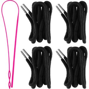 Drawstring Cords Replacement Drawstrings with Easy Threader for Sweatpants Shorts Pants Jackets Coats (Black, White)