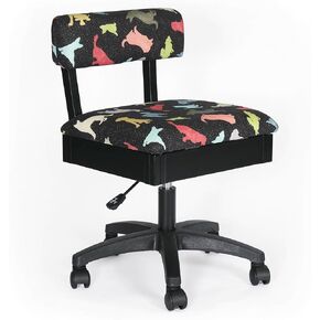 كرسي خياطة وحرف هيدروليكي بارتفاع قابل للتعديل H6880 من Arrow Sewing مع مساحة تخزين أسفل المقعد ونسيج مطبوع، SEW Now SEW Wow Print in Kuwait