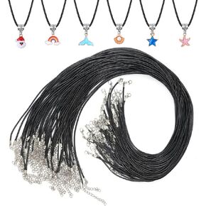 Paxcoo 50Pcs Black Waxed Cotton Cord, 24 Inch Necklace String Rope with Clasp, Bulk for Charms, Pendants, Bracelets, Jewelry Making Supplies and Beading Supplies in Saudi Arabia