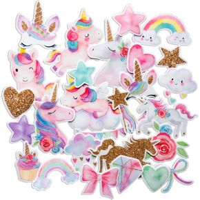 Navy Peony Motivational Unicorn Stickers (31 Pieces) - Positive Quotes, Child Proof | Magical Rainbow Stickers for Bikes, Helmets, Laptops