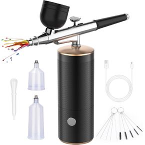 مجموعة فرشاة هوائية لاسلكية مع طرف 0.3 ملم، فرشاة هواء محمولة قابلة لاعادة الشحن مع ضاغط للمكياج ورسم الاظافر والكيك والكوكيز والموديل in Kuwait