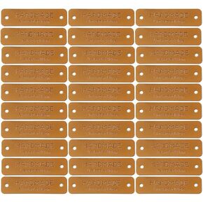 Wenplus 40 Pcs PU Leather Label Handmade Tag Label Handmade Embossed Tag Embellishment Knit DIY Apparel Accessories for Jeans Bags Shoes Hat-Handmade Limited Edition in Kuwait