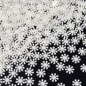 ANCIRS 100pcs Christmas Snowflakes for Decoration, ABS Pearl-like Snow Craft Embellishment for Table Confetti Decor, Cute Glitter Snowflake Garland Oraments for DIY New Year Winter Party Scrapebooking in Kuwait