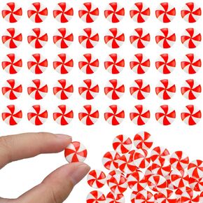 120 Pcs Christmas Candy Cane Decorations Fake Candy DIY Craft Supplies Peppermint Ornaments for Christmas DIY Garden Accessories Christmas Phone Case Making(Red and White, Candy Cane)