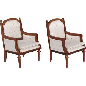 Wooden Dollhouse Armchairs, Set of 2, Dinning Lounge Chairs for Doll Houses, Miniature Furniture, 3 inch to 6 inch dolls