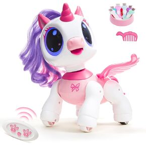 SGILE Unicorn Toy for Girls Robot Pet for Kids Age 3 4 5 6 7 8 Years with Music Dance and Gesture Sense Control, Preschool STEM Learning Toy for Toddler Pink