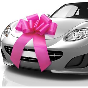 Mata1-USA - Huge Car Bow - Red, 30 Inch - Big Gift Wrapping Bow for Large Gift Decoration - Giant Size for Indoor & Outdoor Use - 12 Loops & 2 Suction Cups - No Magnets That Scratch