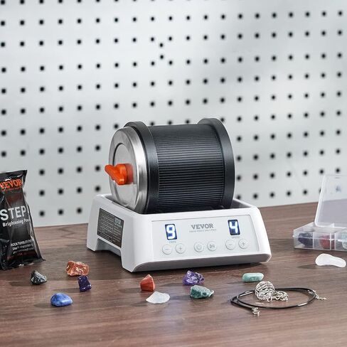 مجموعة VEVOR Direct Drive Rock Tumbler Kit، مؤقت 4 سرعات/9 أيام، ملمع الصخور الاحترافي مع أحجار كريمة خشنة/حبيبات/مجوهرات، مجموعة تلميع الحجر لوقت ممتع للعائلة، هدية STEM للبالغين والأطفال in Kuwait