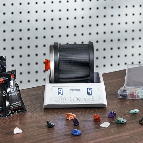 مجموعة VEVOR Direct Drive Rock Tumbler Kit، مؤقت 4 سرعات/9 أيام، ملمع الصخور الاحترافي مع أحجار كريمة خشنة/حبيبات/مجوهرات، مجموعة تلميع الحجر لوقت ممتع للعائلة، هدية STEM للبالغين والأطفال in Kuwait