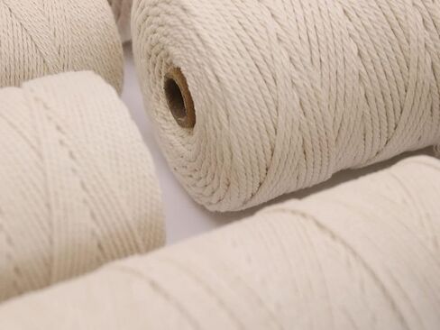 حبل GOHOF Macrame مقاس 3 مم × 328 ياردة من القطن الطبيعي من Macrame حبل ملون من القطن الناعم حبل Macrame لوازم حرفية حبل Macrame غزل للنباتات شماعات الحائط Dreamcatcher (بيج) in Kuwait