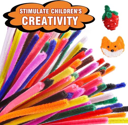 Aoibrloy 1000 PCS Pipe Cleaners Craft Supplies, 10 Color Chenille Stems for Kids Crafts Projects and Decorations (12inch×6mm） in Kuwait