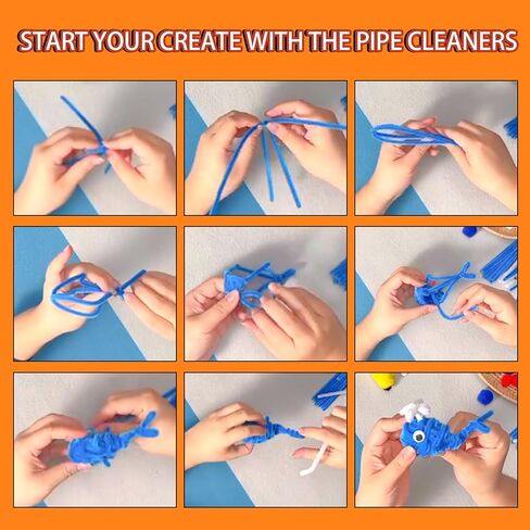 Aoibrloy 1000 PCS Pipe Cleaners Craft Supplies, 10 Color Chenille Stems for Kids Crafts Projects and Decorations (12inch×6mm） in Kuwait