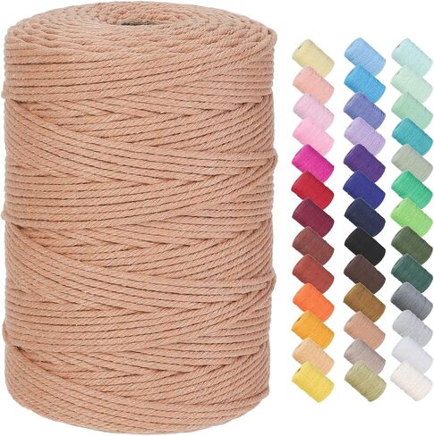 Cotton Macrame Cord 3mm 328yards Natural Colored Macrame Supplies, Soft Craft Cotton Rope for Plant Hanger Wall Hanger Dreamcatcher (Beige) in Kuwait
