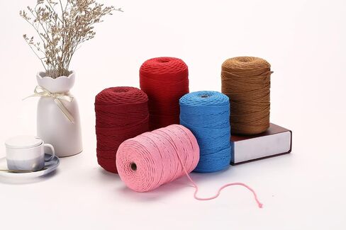 Cotton Macrame Cord 3mm 328yards Natural Colored Macrame Supplies, Soft Craft Cotton Rope for Plant Hanger Wall Hanger Dreamcatcher (Beige) in Kuwait