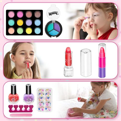 Kids Makeup Kit for Girl, Washable Makeup Girl Toys with Cosmetic Case, Play Real Princess Make Up Beauty Set Toys for 3 4 5 6 7 8 9 10 11 12 Year Old Girls Toddlers Kids Birthday Gifts(Frozen) in Kuwait