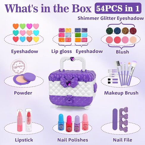 طقم مكياج للأطفال للفتيات، طقم مكياج للأطفال قابل للغسل، طقم مكياج للفتيات الصغيرات الحقيقيات للأطفال من سن 4 إلى 12 عامًا، مجموعة مكياج للأميرة للأطفال، هدايا عيد الميلاد ألعاب عيد الميلاد للفتيات 4 5 6 7 8 9 سنوات in Kuwait