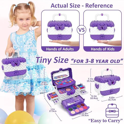 طقم مكياج للأطفال للفتيات، طقم مكياج للأطفال قابل للغسل، طقم مكياج للفتيات الصغيرات الحقيقيات للأطفال من سن 4 إلى 12 عامًا، مجموعة مكياج للأميرة للأطفال، هدايا عيد الميلاد ألعاب عيد الميلاد للفتيات 4 5 6 7 8 9 سنوات in Kuwait