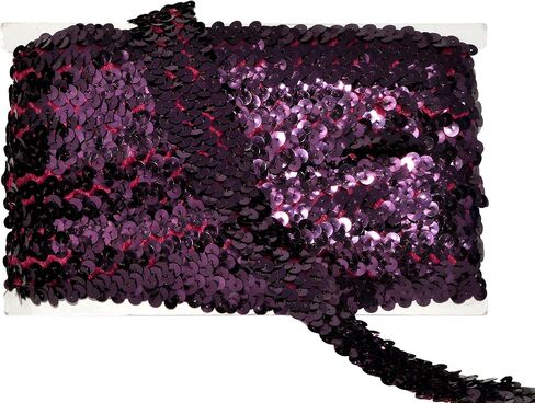Mandala Crafts Elastic Sequin Ribbon Trim - 1 Inch Fuchsia Sequin Elastic Trim for Sewing Dress Headband - 10 Yards Fabric Metallic Stretch Sequins Band in Kuwait