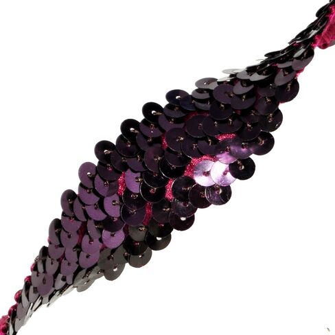 Mandala Crafts Elastic Sequin Ribbon Trim - 1 Inch Fuchsia Sequin Elastic Trim for Sewing Dress Headband - 10 Yards Fabric Metallic Stretch Sequins Band in Kuwait