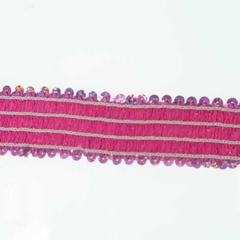Trims by the Yard 4-Row Starlight Hologram Sequin Stretch Trim، 1 1/2 بوصة ترتر متعدد الاستخدامات للحرف اليدوية، زخرفة ترتر متينة للأزياء والأزياء وديكور المنزل، وردي in Saudi Arabia