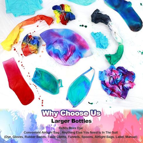 YRYM HT Tie Dye Powder Refills 400g, 20 Vibrant Vivid Colors in Saudi Arabia