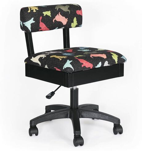 Arrow Sewing HCAT Adjustable Height Hydraulic Sewing and Craft Chair with Under Seat Storage and Printed Fabric, Black Cat Fabric in Saudi Arabia