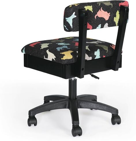 Arrow Sewing HCAT Adjustable Height Hydraulic Sewing and Craft Chair with Under Seat Storage and Printed Fabric, Black Cat Fabric in Saudi Arabia