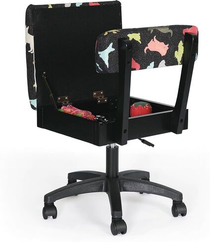 Arrow Sewing HCAT Adjustable Height Hydraulic Sewing and Craft Chair with Under Seat Storage and Printed Fabric, Black Cat Fabric in Saudi Arabia