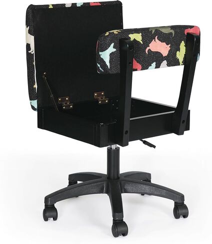 Arrow Sewing HCAT Adjustable Height Hydraulic Sewing and Craft Chair with Under Seat Storage and Printed Fabric, Black Cat Fabric in Saudi Arabia