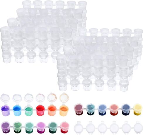 80 Strips 480 Pots Empty Paint Strips Paint Cup Pots Mini Paint Pots Strips Clear Storage Containers for Classrooms Schools Paintings Art Festivals (5 ml) in Saudi Arabia
