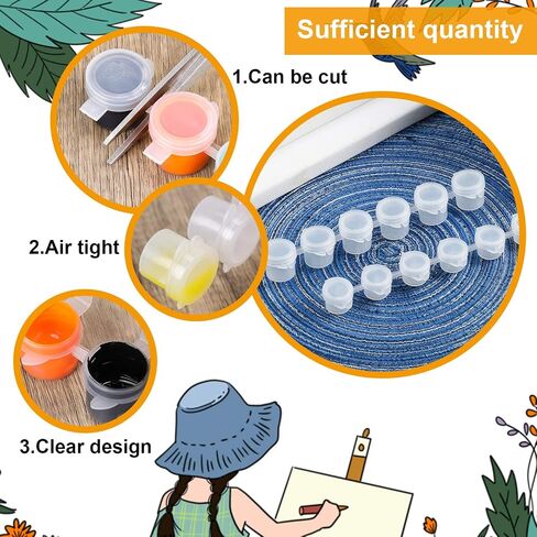 80 Strips 480 Pots Empty Paint Strips Paint Cup Pots Mini Paint Pots Strips Clear Storage Containers for Classrooms Schools Paintings Art Festivals (5 ml) in Saudi Arabia