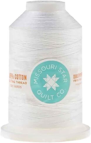 Missouri Star Cotton Sewing Thread - 3000yd Large Spool Double Mercerized 50wt - Heavy Duty All Purpose Quilting, White in Saudi Arabia