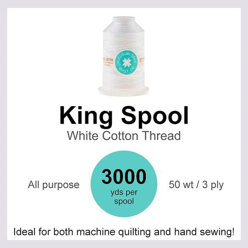 Missouri Star Cotton Sewing Thread - 3000yd Large Spool Double Mercerized 50wt - Heavy Duty All Purpose Quilting, White in Saudi Arabia