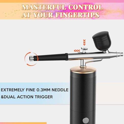 مجموعة فرشاة هوائية لاسلكية مع طرف 0.3 ملم، فرشاة هواء محمولة قابلة لاعادة الشحن مع ضاغط للمكياج ورسم الاظافر والكيك والكوكيز والموديل in Kuwait