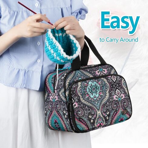 LoDrid Small Knitting Bag, Portable Yarn Storage Bag for Knitting Kit, Crochet Knitting Tote Organizer for Crochet Accessories & Supplies, with 2 Oversize Grommets for Tangle Free, Purple (Bag Only) in Kuwait