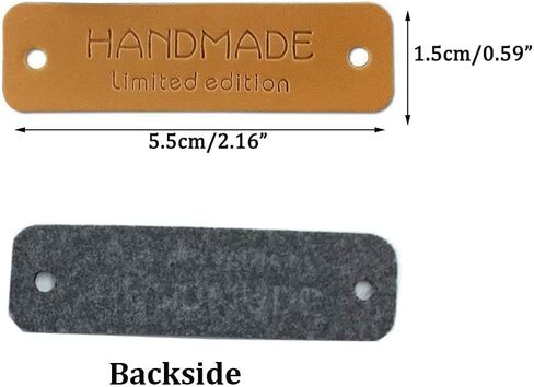 Wenplus 40 Pcs PU Leather Label Handmade Tag Label Handmade Embossed Tag Embellishment Knit DIY Apparel Accessories for Jeans Bags Shoes Hat-Handmade Limited Edition in Kuwait