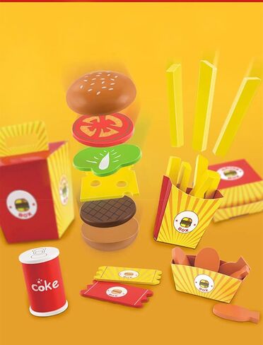 دي.او.تي طقم عشاء خشبي فاخر للوجبات السريعة برجر فرايز - 26 قطعة in Kuwait