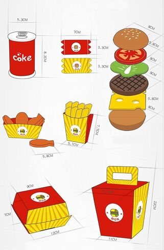 دي.او.تي طقم عشاء خشبي فاخر للوجبات السريعة برجر فرايز - 26 قطعة in Kuwait