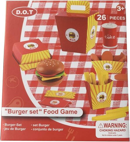 دي.او.تي طقم عشاء خشبي فاخر للوجبات السريعة برجر فرايز - 26 قطعة in Kuwait