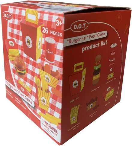 دي.او.تي طقم عشاء خشبي فاخر للوجبات السريعة برجر فرايز - 26 قطعة in Kuwait