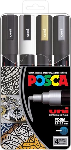 Posca Pens PC-1MR Ultra Fine Acrylic Felt Tip Coloured Permanent Paint Markers for Adults, Kids. Perfect for Colouring, Fabric, Graffiti, Watercolour, Outline Drawing, Window and Glass Art. 16 Pack in Kuwait