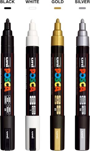Posca Pens PC-1MR Ultra Fine Acrylic Felt Tip Coloured Permanent Paint Markers for Adults, Kids. Perfect for Colouring, Fabric, Graffiti, Watercolour, Outline Drawing, Window and Glass Art. 16 Pack in Kuwait
