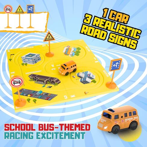 ألعاب مسار السباق للأطفال للأولاد - (11 قطعة) مسار سيارة متسابق لغز البلاط المغناطيسي للأطفال ألعاب الأولاد 3-5 ث/مركبة شاحنة إطفاء، إشارات الطريق، أضواء المرور، هدايا لعبة بناء مونتيسوري للأولاد الصغار in Kuwait