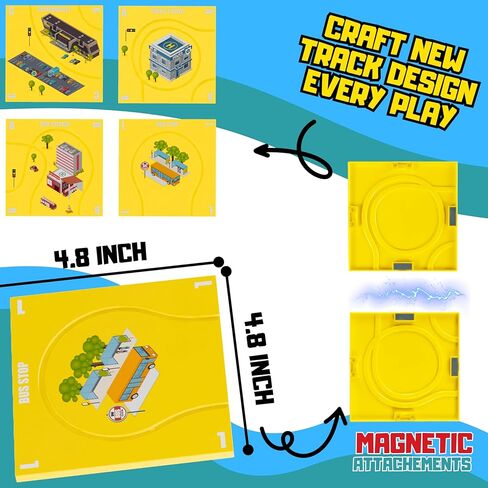 ألعاب مسار السباق للأطفال للأولاد - (11 قطعة) مسار سيارة متسابق لغز البلاط المغناطيسي للأطفال ألعاب الأولاد 3-5 ث/مركبة شاحنة إطفاء، إشارات الطريق، أضواء المرور، هدايا لعبة بناء مونتيسوري للأولاد الصغار in Kuwait