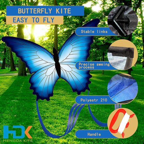 HENGDA KITE for Kids & Adults, So Beautiful Butterfly Kite for Outdoor Games and Activities Single Line Kite with Flying Tools in Kuwait