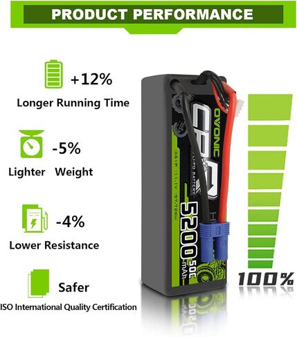 بطارية ليبو OVONIC 3S 50C 5200mAh 11.1V بطارية ليبو مع موصل EC5 لسيارة Arrma 1/5 1/8 1/10 RC والشاحنة in Kuwait