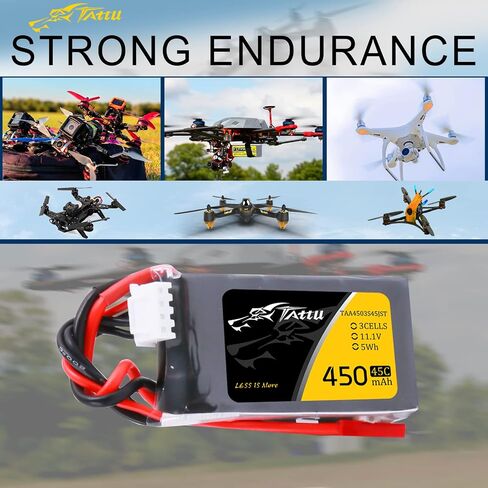 TATTU 11.1 فولت 450 مللي أمبير 3S بطارية ليبو 45C مع قابس JST لحجم صغير FPV E-flite بليد 180 CFX Torrent 110 Baby Hawk Micro 2 in Saudi Arabia